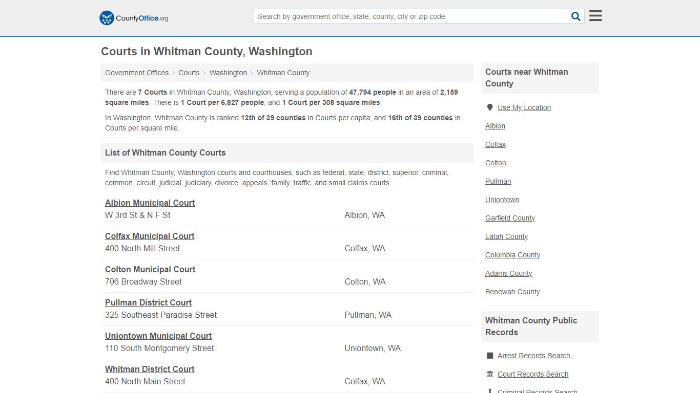 Courts - Whitman County, WA (Court Records & Calendars)
