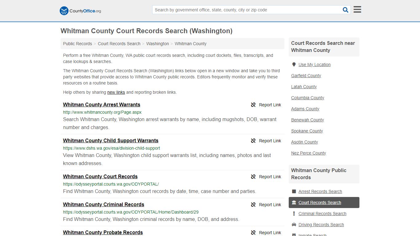 Whitman County Court Records Search (Washington)